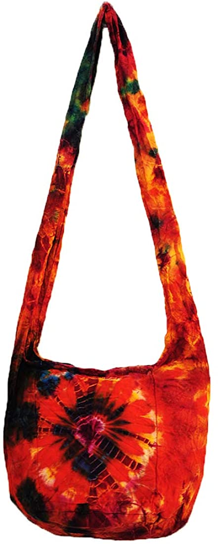 Price:$16.99    Thai Hippie Tie Dye Hobo Sling Crossbody Shoulder Bag Purse Handmade Mix Pattern Cotton Zip Gypsy Boho Messenger Small (S1226)  Clothing