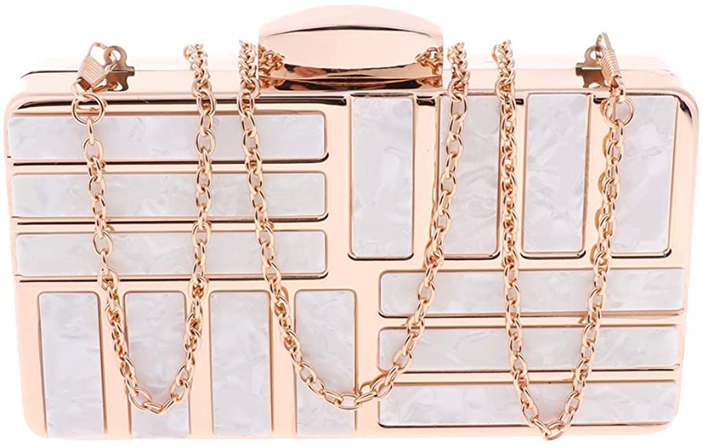 Price:$22.99 Geometric Evening Clutch Bag Shoulder Bag Cross Body Bag Wedding Purse Bridal Prom Handbag Party Bag - White  Handbags   