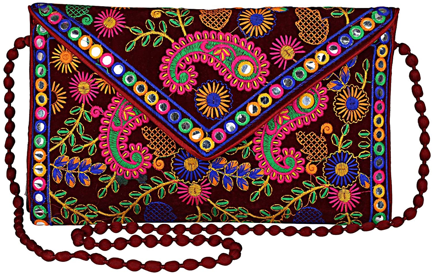 Price:$10.97 Rajasthani Designed Sling Bag, Foldover Clutch, Hand Bag, Shoulder Bag & Cross Body Bag for Women  Handbags   