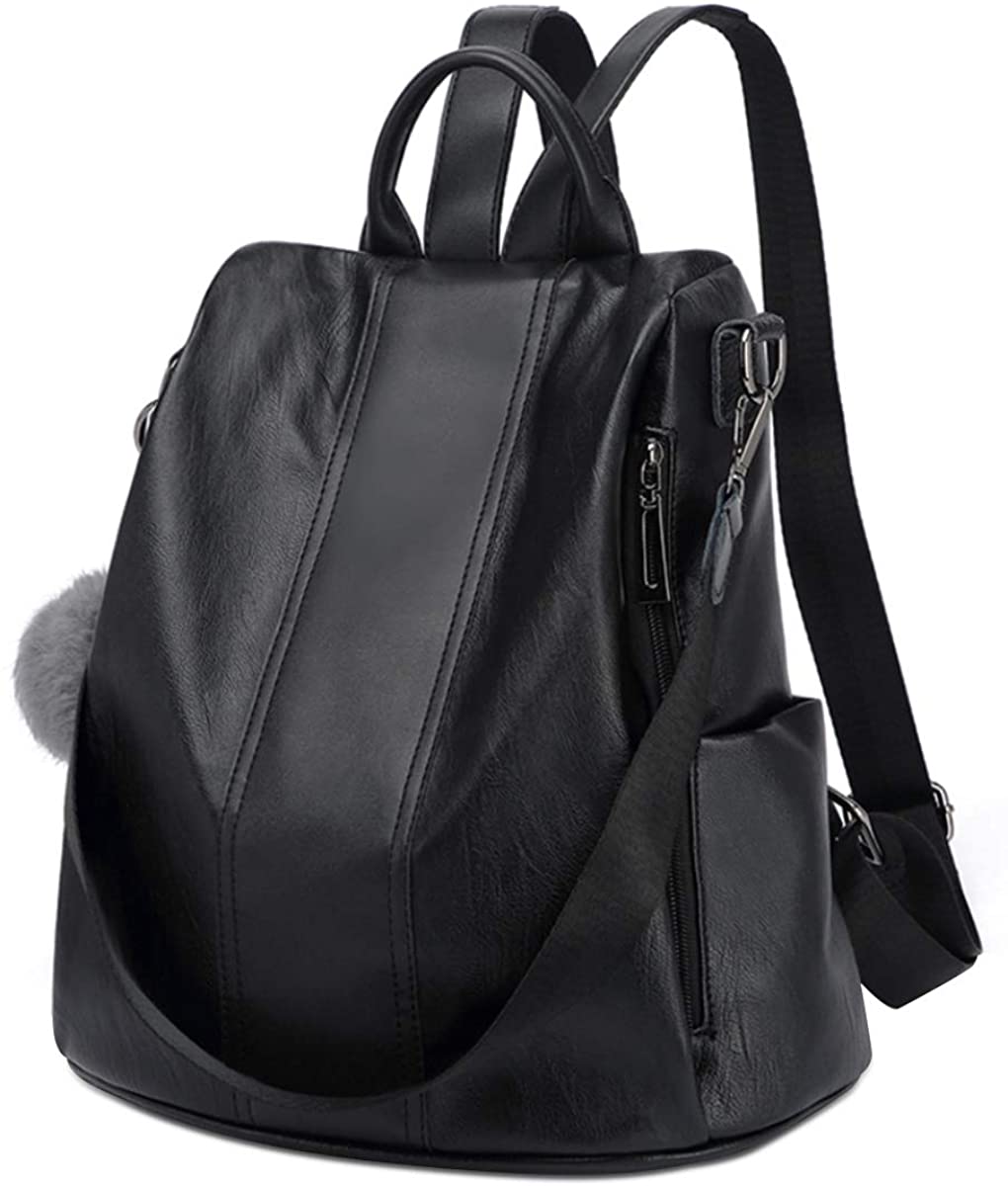 Price:$55.99    VISHARK Women's PU Leather Backpack Casual Daypack Classic Shoulder Bag (Hot Black)  Clothing