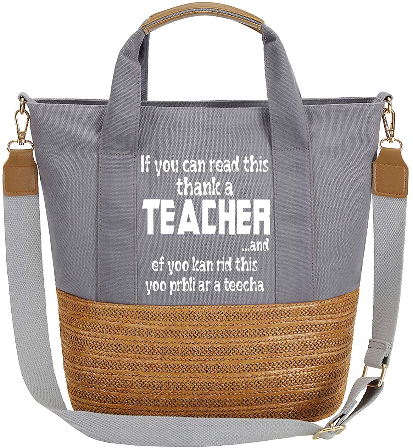 Price:$19.96 So'each Women's Handbag Thank A Teacher Graphic Crossbody Shoulder Bag Grey  Handbags   