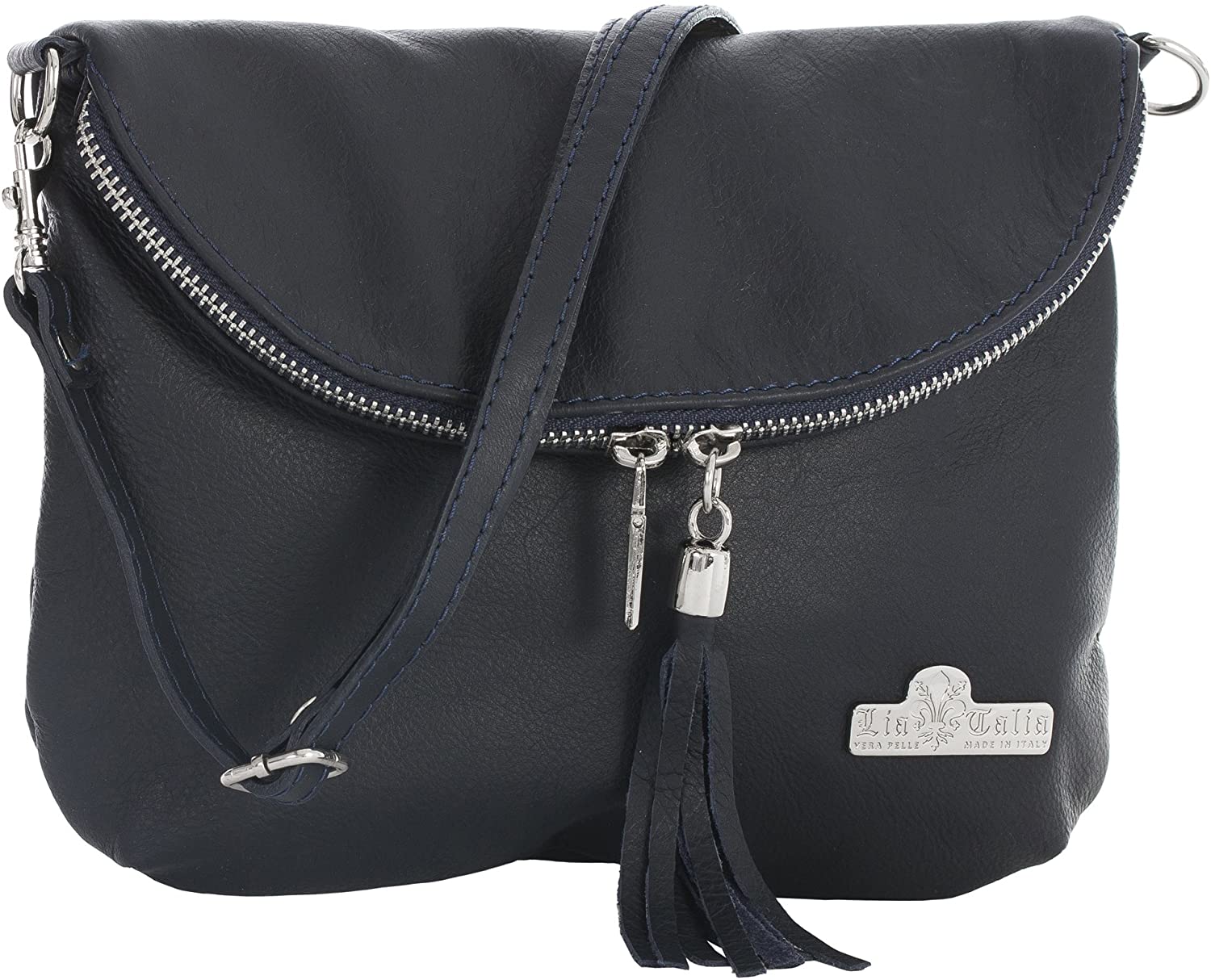 Price:$40.00    LiaTalia Real Italian Soft Leather Messenger Cross Body Shoulder Bag Small/Medium Size - AMY [Deep Navy]  Clothing