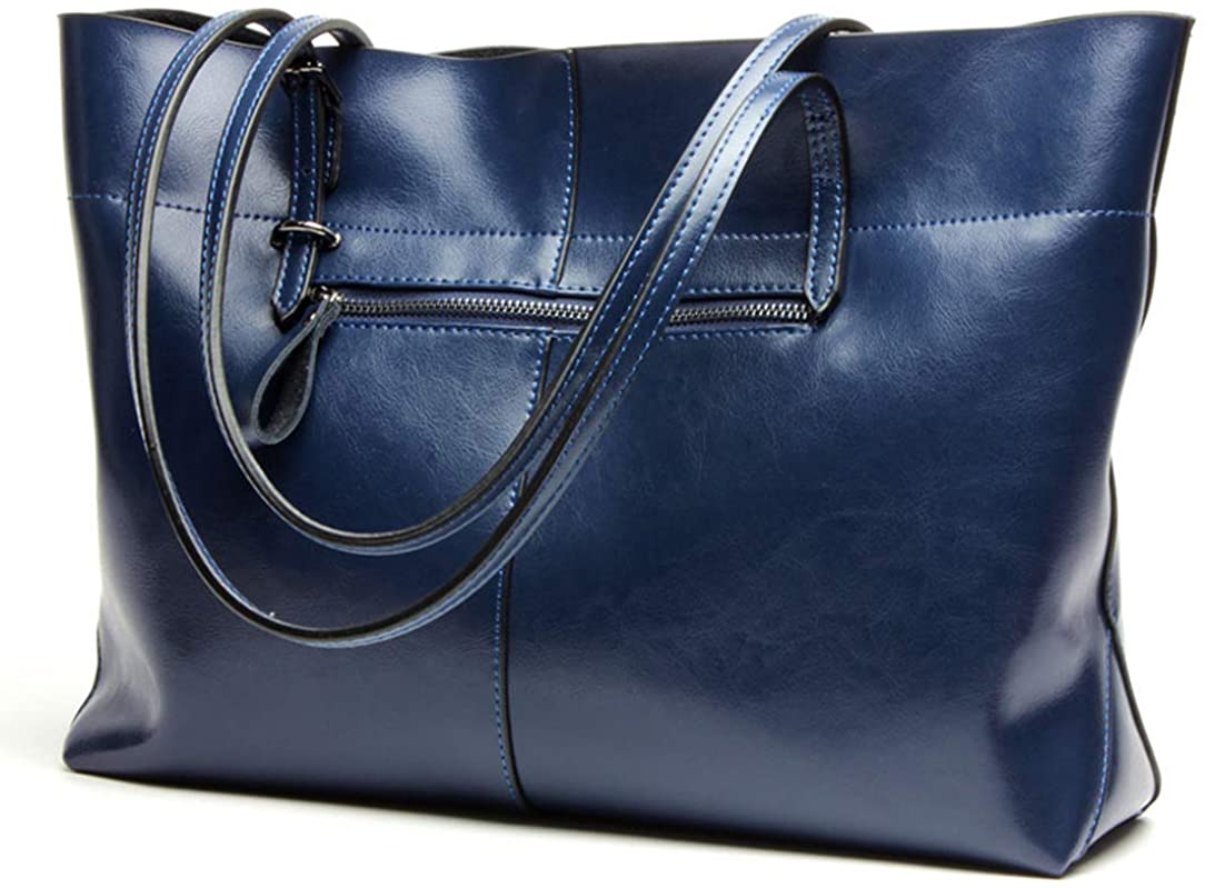 Price:$49.99    Covelin Women's Handbag Genuine Leather Tote Shoulder Bags Soft Hot Blue  Clothing