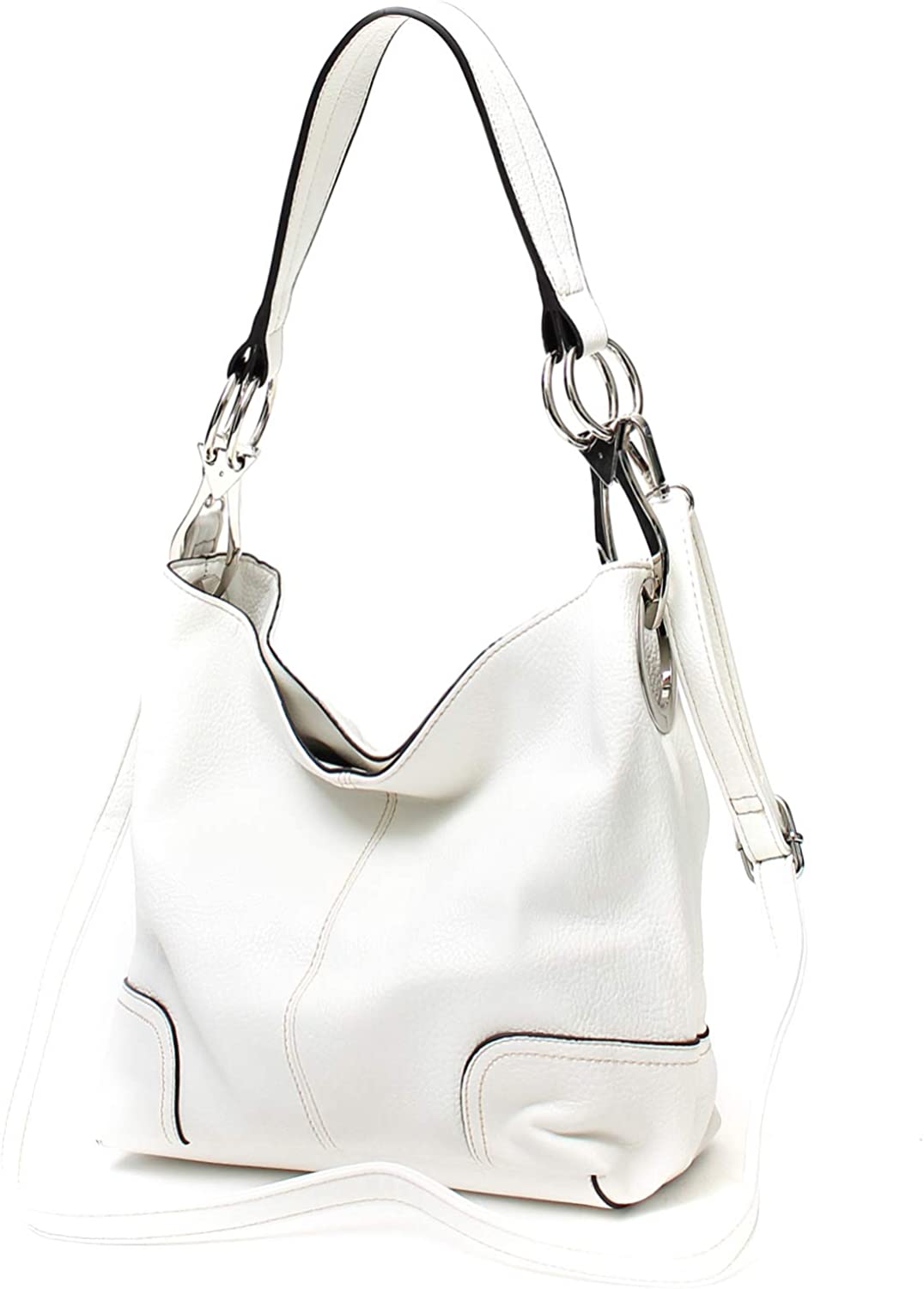 Price:$31.95    Janin Handbag Bucket Style Hobo Shoulder Bag with Big Snap Hook Hardware Tall Size  Clothing