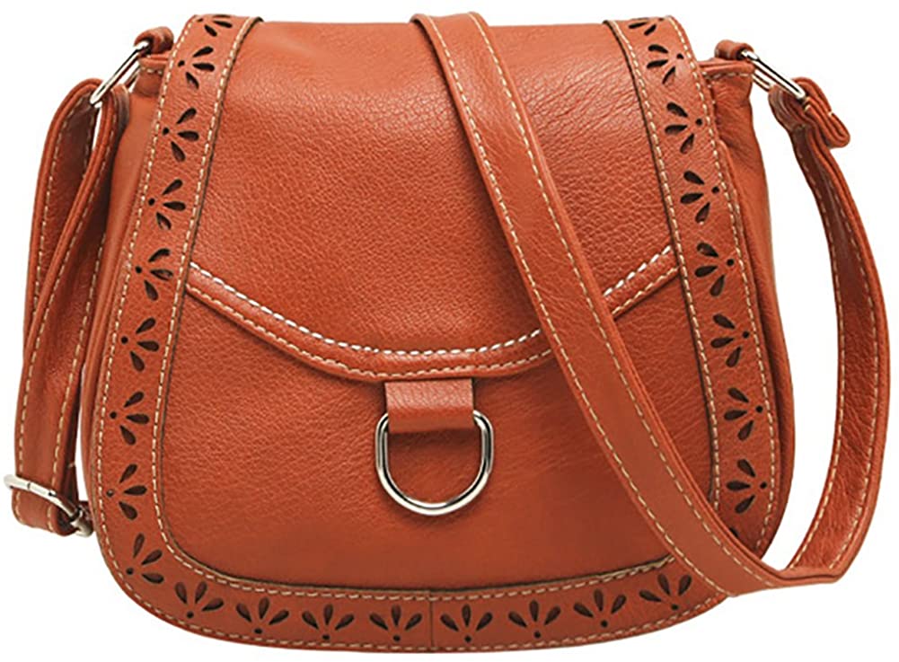 Price:$15.99 Women's PU Hollow Shoulder Bag Crossbody Bag Front Belt Messenger Bag Red  Handbags   