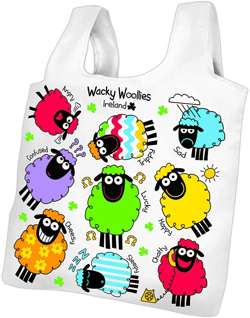Price:$8.99 Wacky Woolies Sheep Ireland Design Fold - Up Shopper Bag With handles  Handbags   