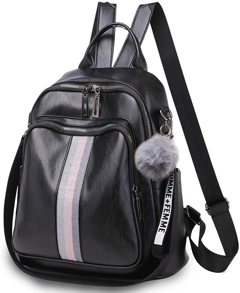 Price:$22.99    Backpack Purse for Women Mini Backpack Leather Fashion Backpack for Girls Shoulder Bag Casual Black  Clothing