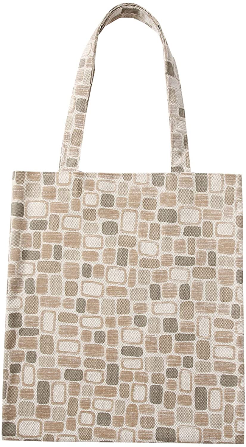 Price:$12.99 Flocking fabric tote bag, women's one - shoulder tote bag with large capacity（Gray white rectangular grid）  Handbags   