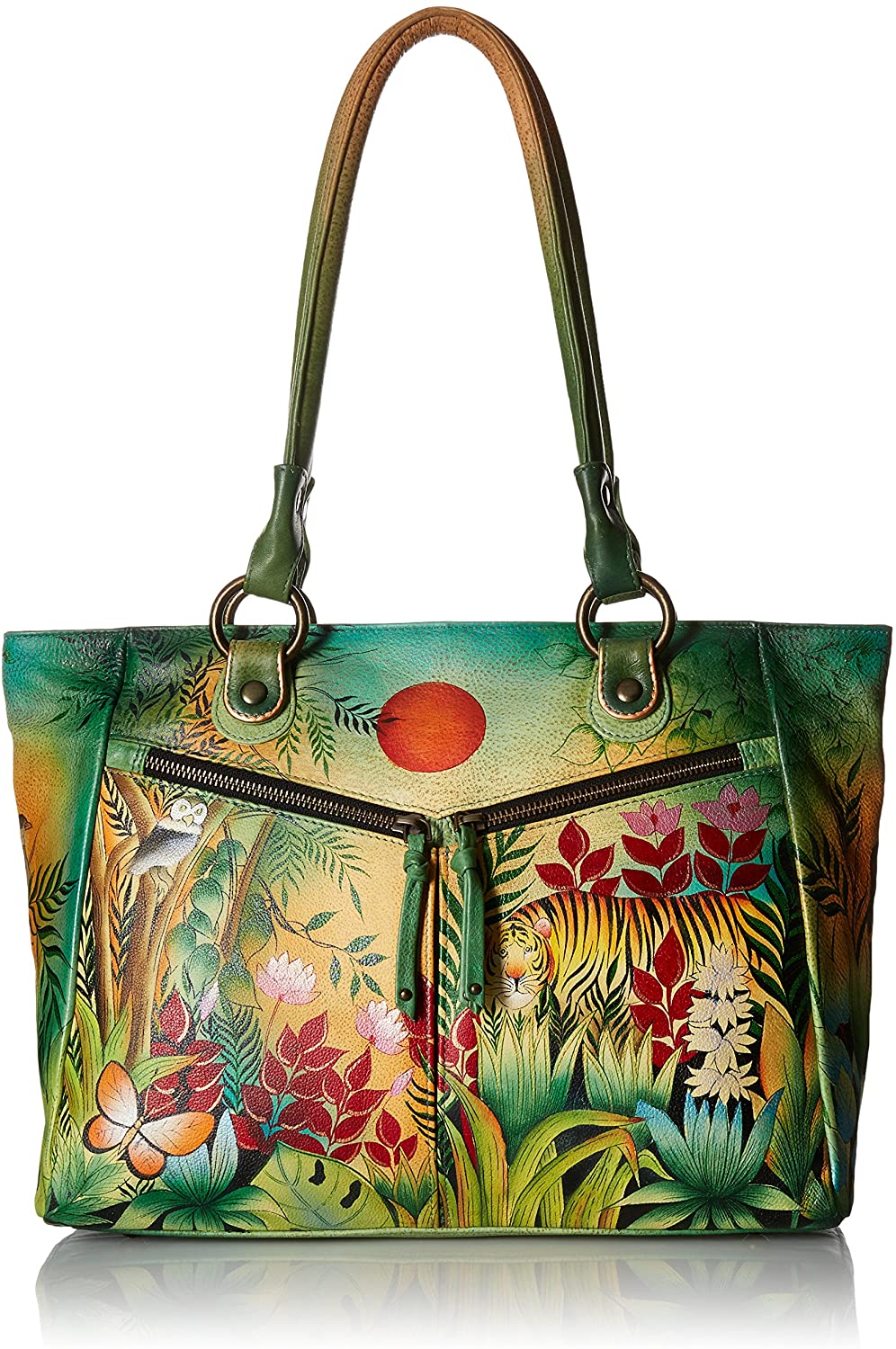 Price:$228.74    Anuschka Large Shopper with Front Pocketsrousseau's Jungle, Rsj/Rousseau’s  Clothing