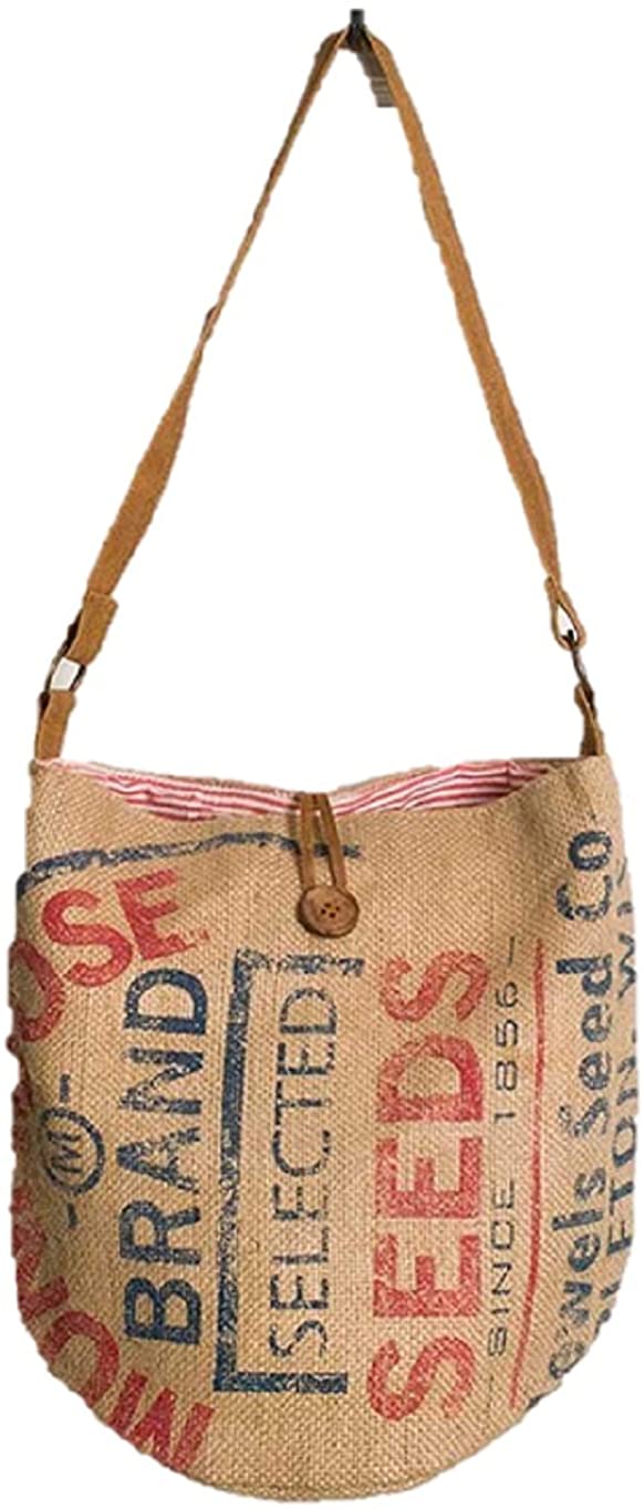Price:$32.99    Burlap Shoulder Handbag Mongoose Seeds Tote Bag  Clothing
