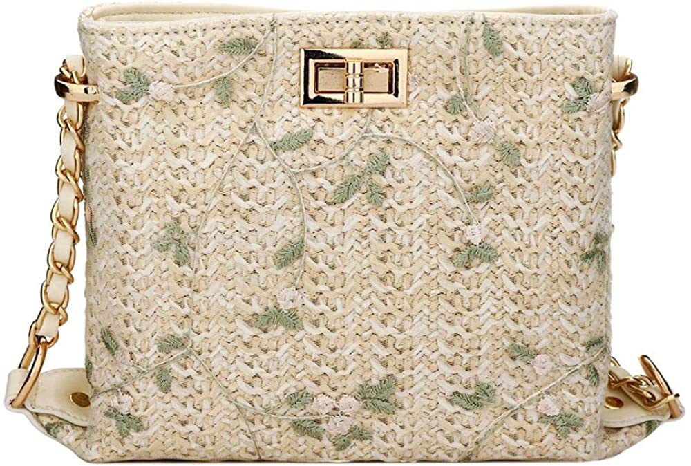 Price:$15.99    Comeon Crossbody Bag, Summer Women\'s Straw Bag PU Leather Shoulder Bag Casual Fashion Bag (Off white)  Clothing