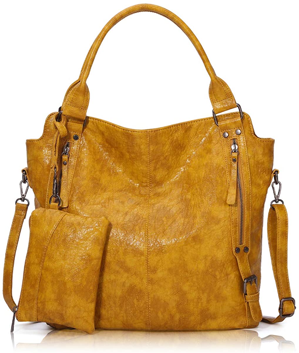Price:$34.99    Angel Barcelo Women Tote Bag Handbags PU Leather Fashion Hobo Shoulder Bags with Adjustable Shoulder Strap Yellow  Clothing