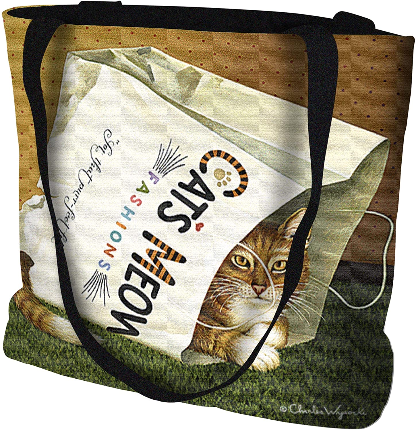 Price:$29.99    Pure Country Weavers Cat's in Bag Cat by Charles Wysocki Hand Finished Double Sided Tote or Shoulder Bag with Magnetic Clasp Woven from Cotton Made in USA  Clothing