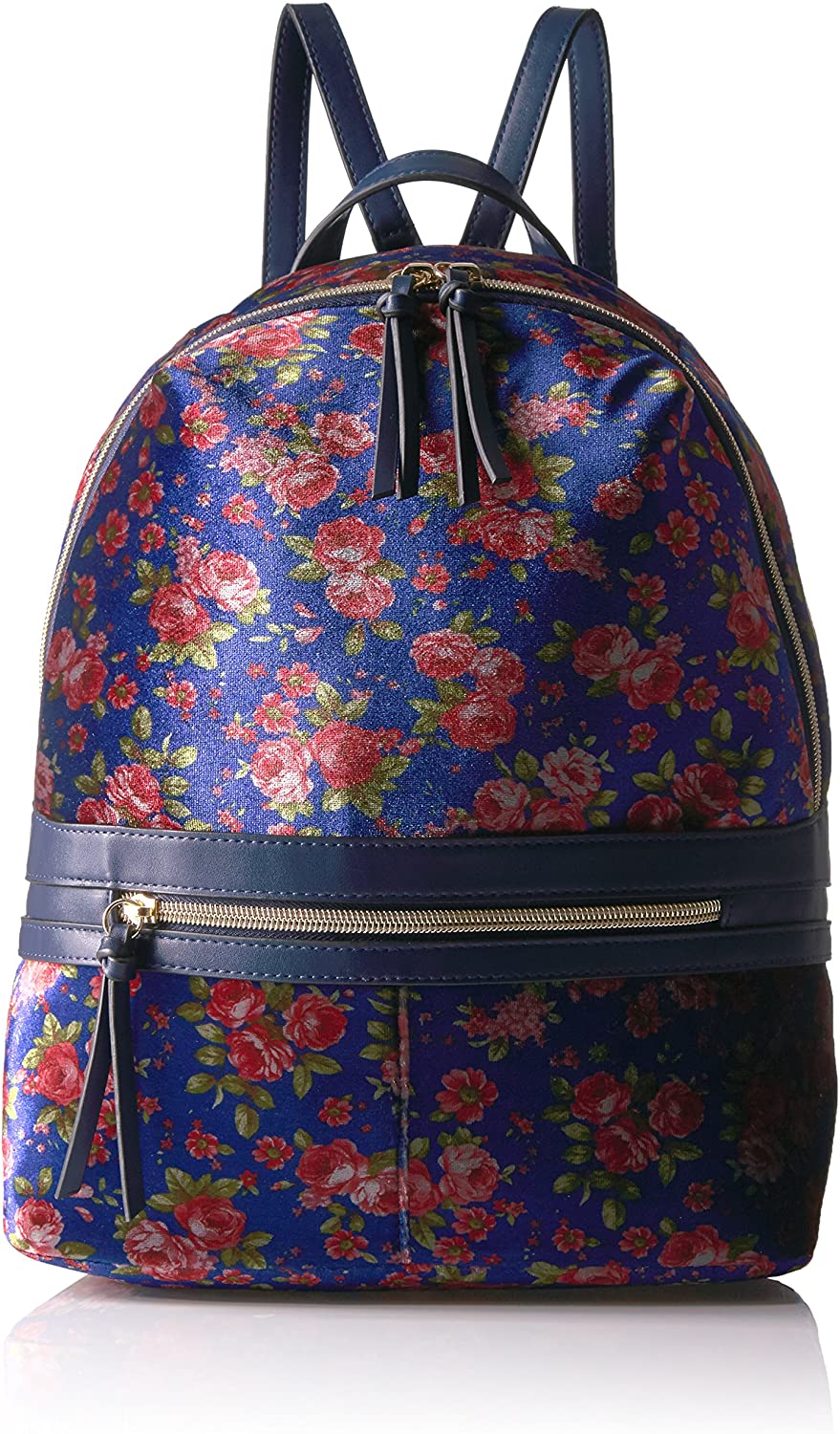 Price:$28.66 T-Shirt & Jeans Blue Floral Velvet Back Pack, blu  Handbags   