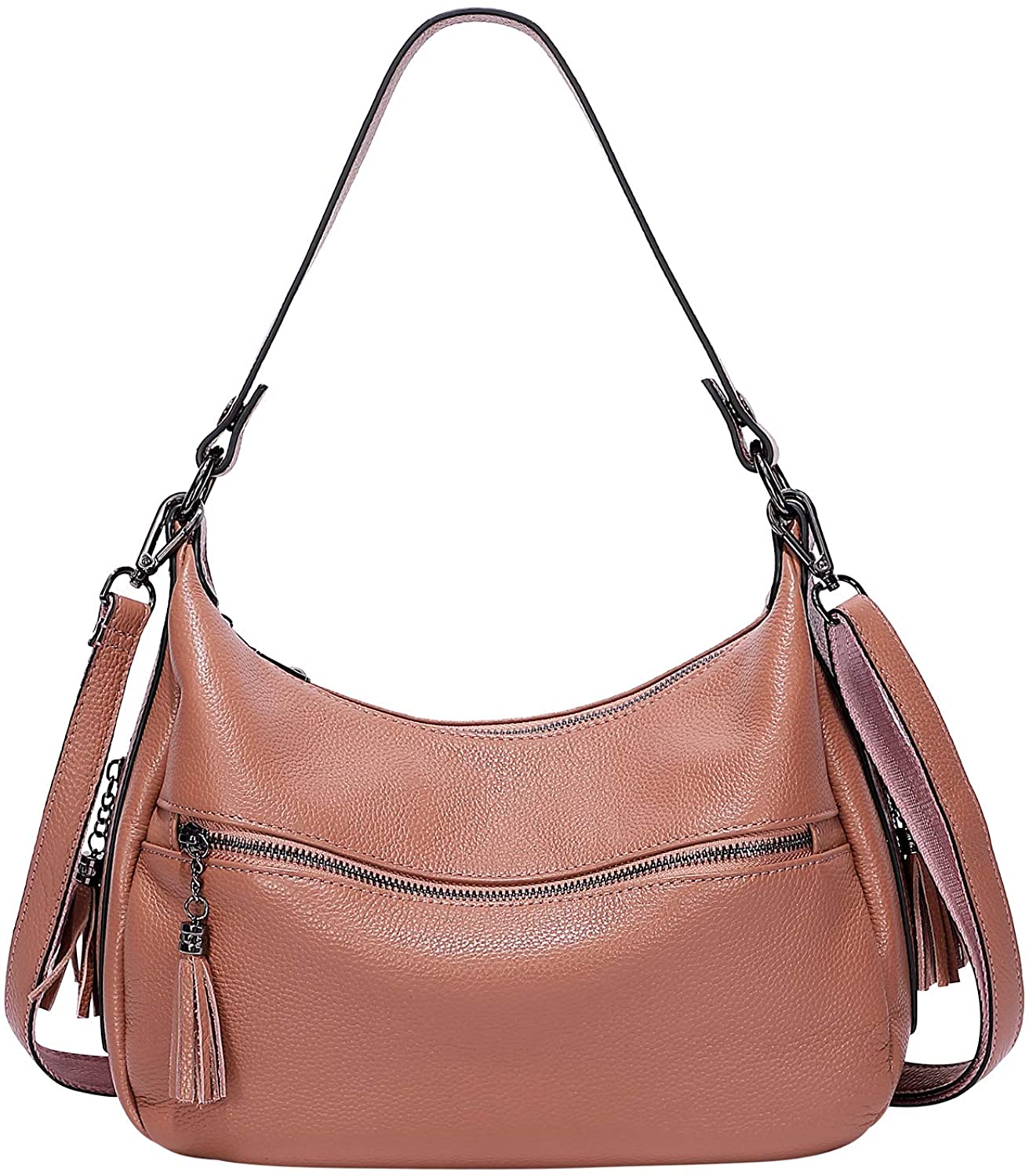 Price:$65.57    OVER EARTH Womens Handbags Soft Leather Hobo Shoulder Bag Ladies Crossbody Tote Purses with Tassel(O106E Dark Pink)  Clothing