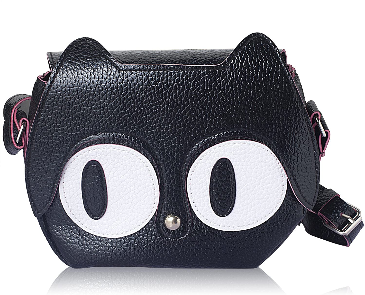 Price:$9.89    DRF Crossbody Bag for Women Cat Shoulder Bag PU Leather BGW02 (Black)  Clothing