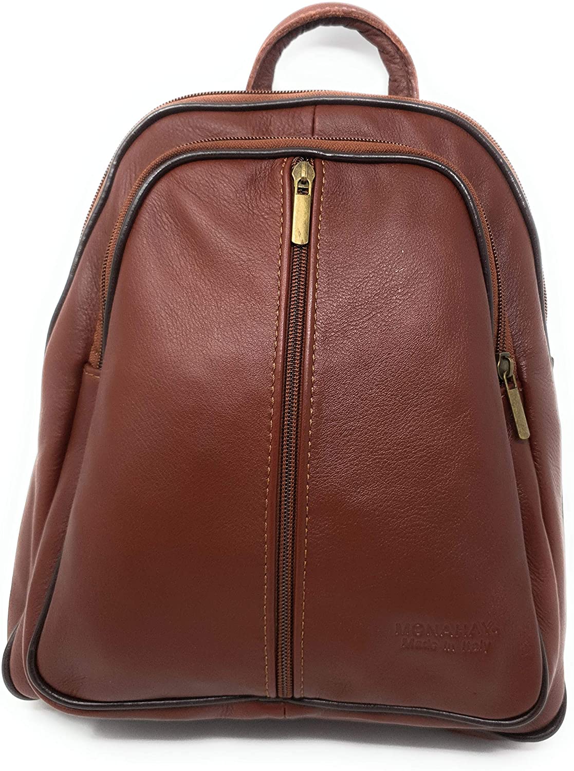 Price:$69.99    MONAHAY Italian Leather Backpack For Women Travel Bag Rucksack Shoulder Bag (Brown)  Clothing
