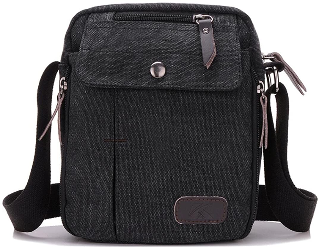 Price:$12.99    Lightweight Messenger Travel Bag Vintage Heavy Duty Canvas Shoulder School Bag Unisex (Style C - Black)  Clothing