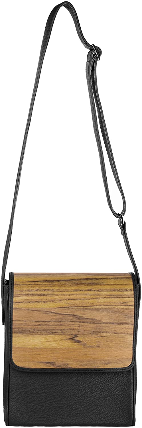 Price:$299.95 SEBASTIAN STURM Shoulder Bag »LIZZY«, Made of Leather and Wood, Handbag for Women (Amazaque/Black)  Handbags   