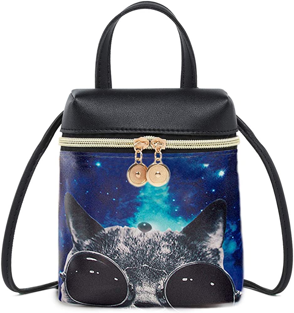 Price:$8.99 Auony Phone Crossbody Purse, Small Crossbody Bag Cell Phone Pouch Shoulder Bag Mini Backpack for Girls Women (Cat)  Handbags   