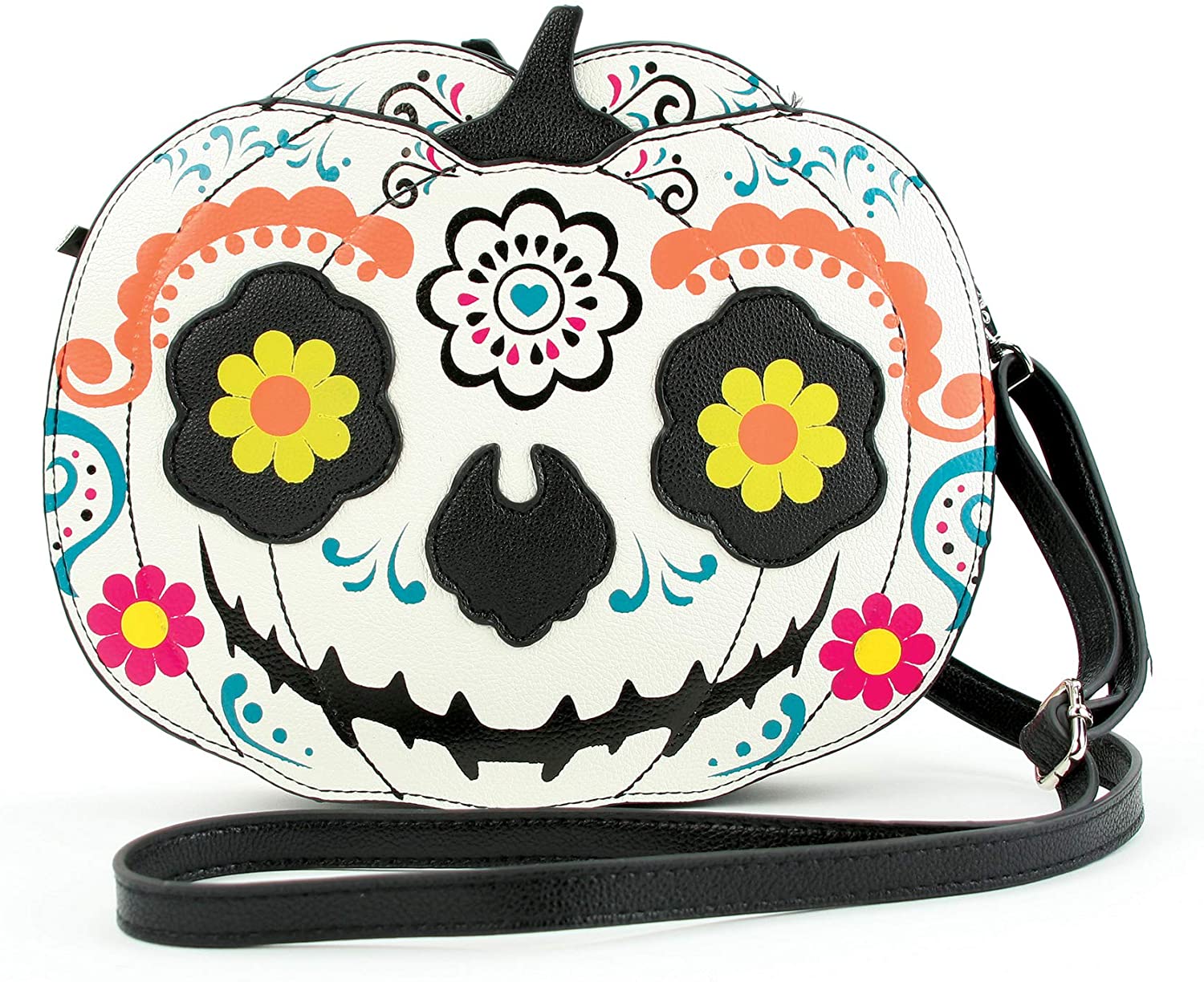 Price:$49.88 Sleepyville Critters - Sugar Skull Pumpkin Cross Body Bag  Handbags   