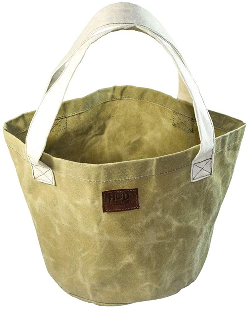 Price:$30.99    Large Durable Water Resistant Round Bucket/Market/Beach/Tote Bag by Hide & Drink    Waxed Canvas  Clothing