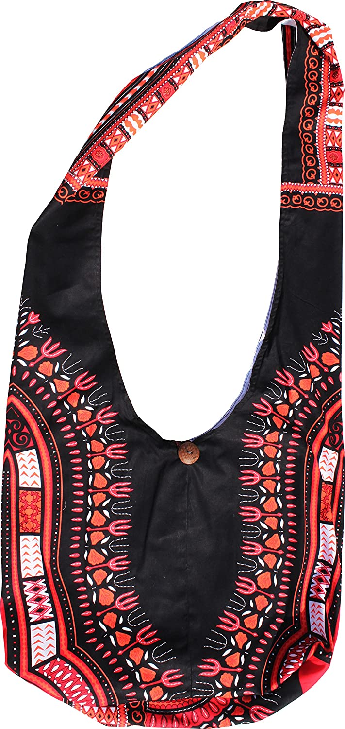 Price:$15.34    RaanPahMuang Reversable Dashiki Pattern Monks Shoulder Bag Long Strap, X-Large, Red/Black Orange Red  Clothing