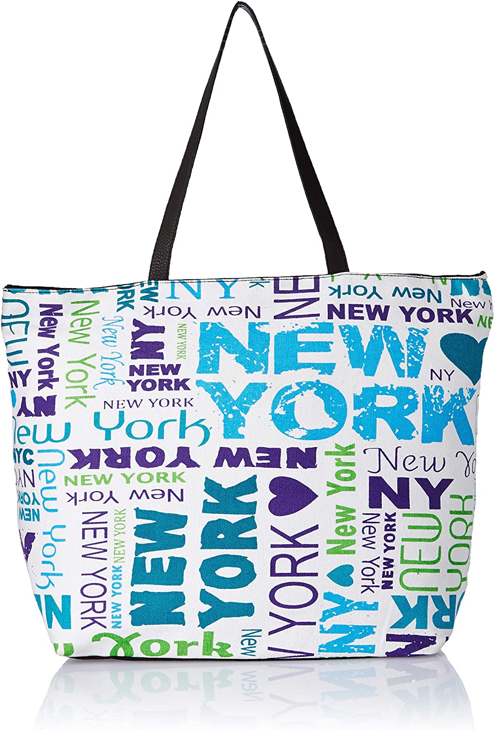 Price:$19.99    Studio99 Women Tote Shoulder Printed Hand Bag-in Canvas with Zip Closurefor Ladies, Teens, Girls (13.5 x 18.5 x 7"; White)  Clothing