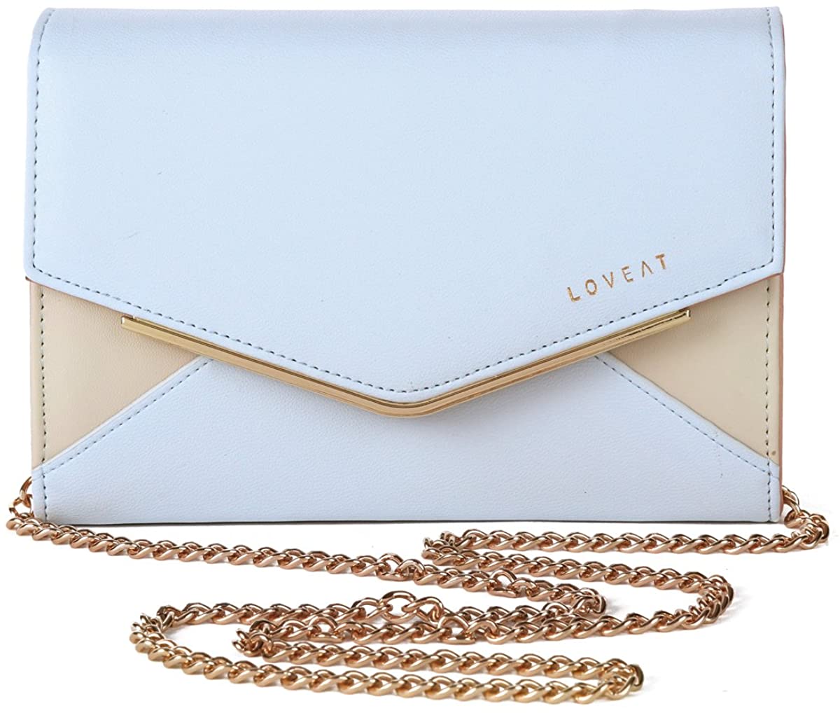 Price:$16.99 Damara Womens Splice Contrast Color Square Envelope Shoulder Bag, Light Blue  Handbags   