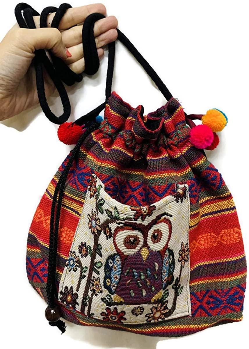 Price:$19.00 1PC Canvas Embroidery Crossbody Bag Handmade Bohemian Boho Shoulder Bag woman girl fashion gift collection Ba023  Handbags   