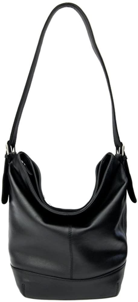 Price:$68.12 Classic Leather Bucket Shoulder Handbag, One Size, Black  Handbags   