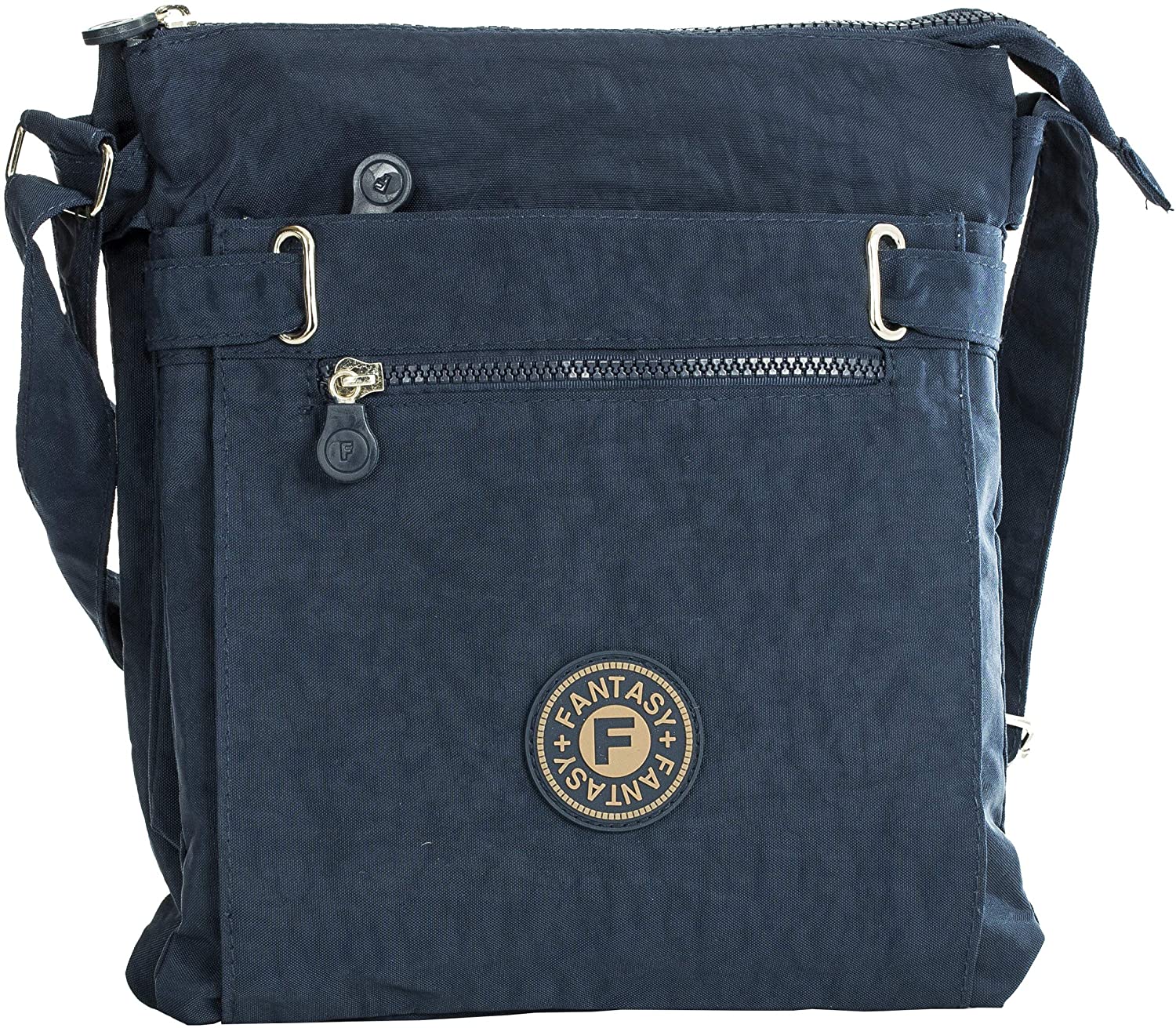 Price:$40.00    BHBS Lightweight Fabric Small Size Multi Zip Compartment Messenger Crossbody Shoulder Bag (Navy)  Clothing