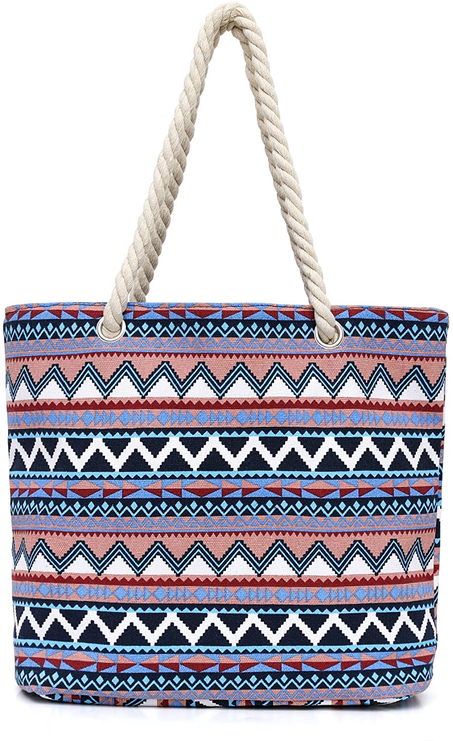 Price:$0.00    Dreamdeer Bohemian Design Large Striped beach bag tote bag with inner pockets,Canvas shoulder bag for Women (Blue White)  Clothing
