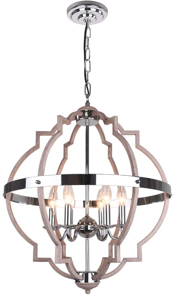 Price:$105.99 EDISLIVE 6-Light Rustic Orb Chandelier Ceiling Light Geometric Lighting Dining Room Farmhouse Foyer Light Fixtures - -  