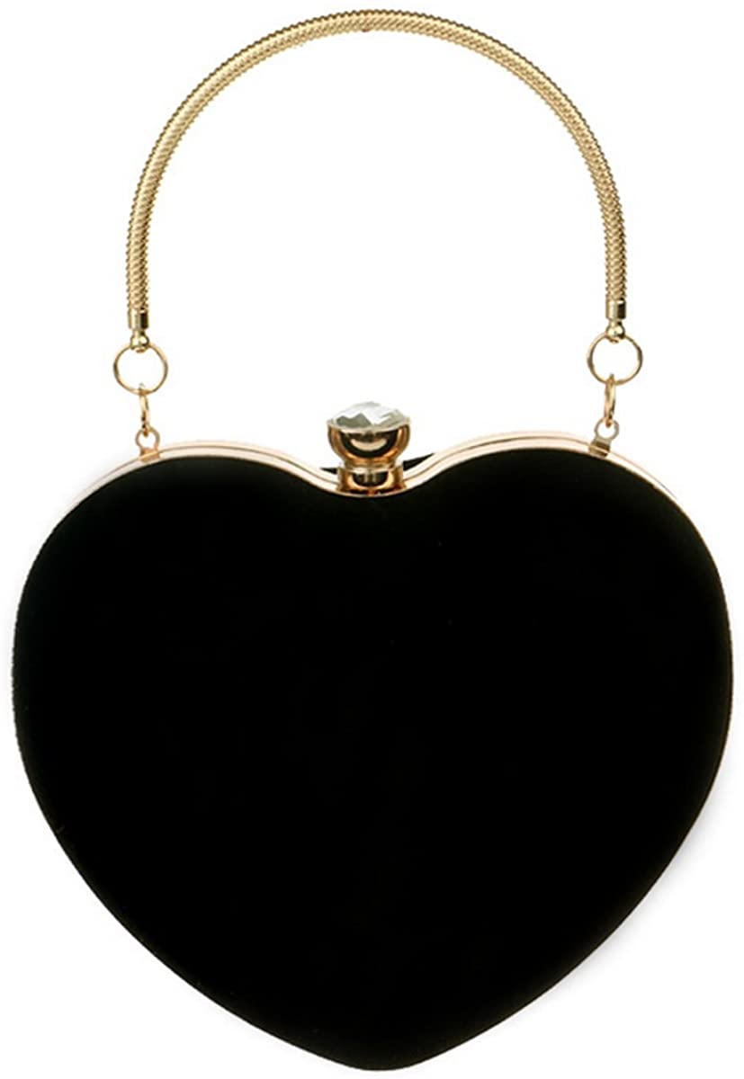 Price:$20.68 Womens Heart Shape Bag Purse Chain Bag Cross Body Handbag Clutch Shoulder Bag Messenger Bag Purse Pouch Black  Handbags   