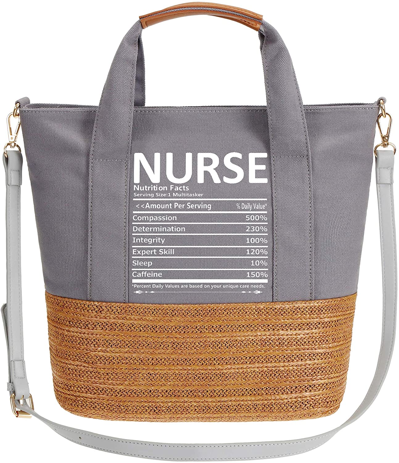 Price:$19.95    S.CHU Women's Awesome Nurse Gift Work Tote Handbag Stripes Weave Shoulder Bag Grey  Clothing
