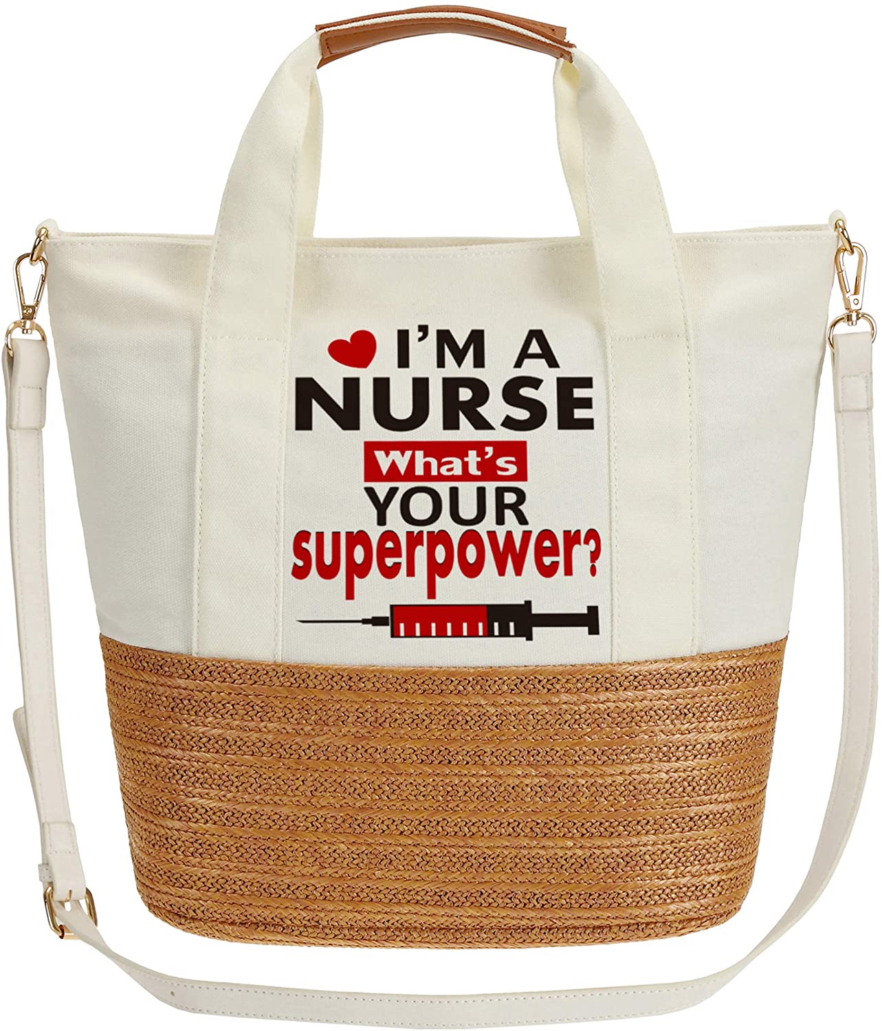 Price:$19.95 S.CHU Women's Nurse. Super Power Handbag Stripes Weave Shoulder Bag Beige  Handbags   