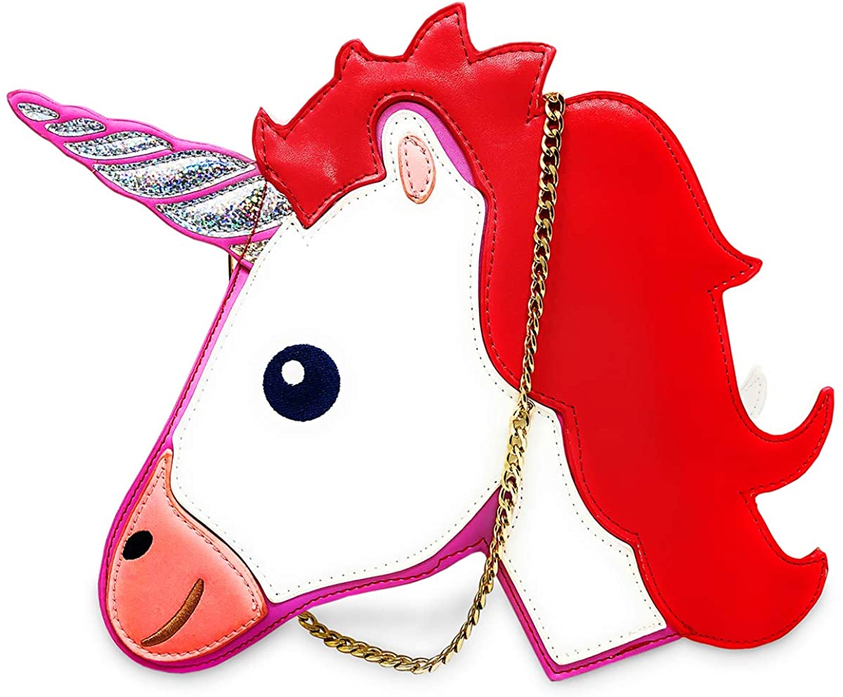 Price:$28.99 Unicorn Novelty Crossbody Shoulder Bag, Ustyle Great Gift for Teens and Fashion Girls with Chain Strap (red)  Handbags   