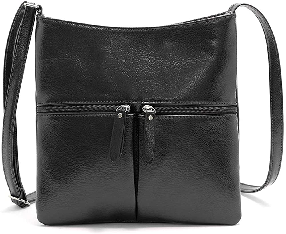 Price:$13.99 DukeTea Medium Size Crossbody Purse for Women, Faux Leather Crossover Shoulder Bags Black  Handbags   