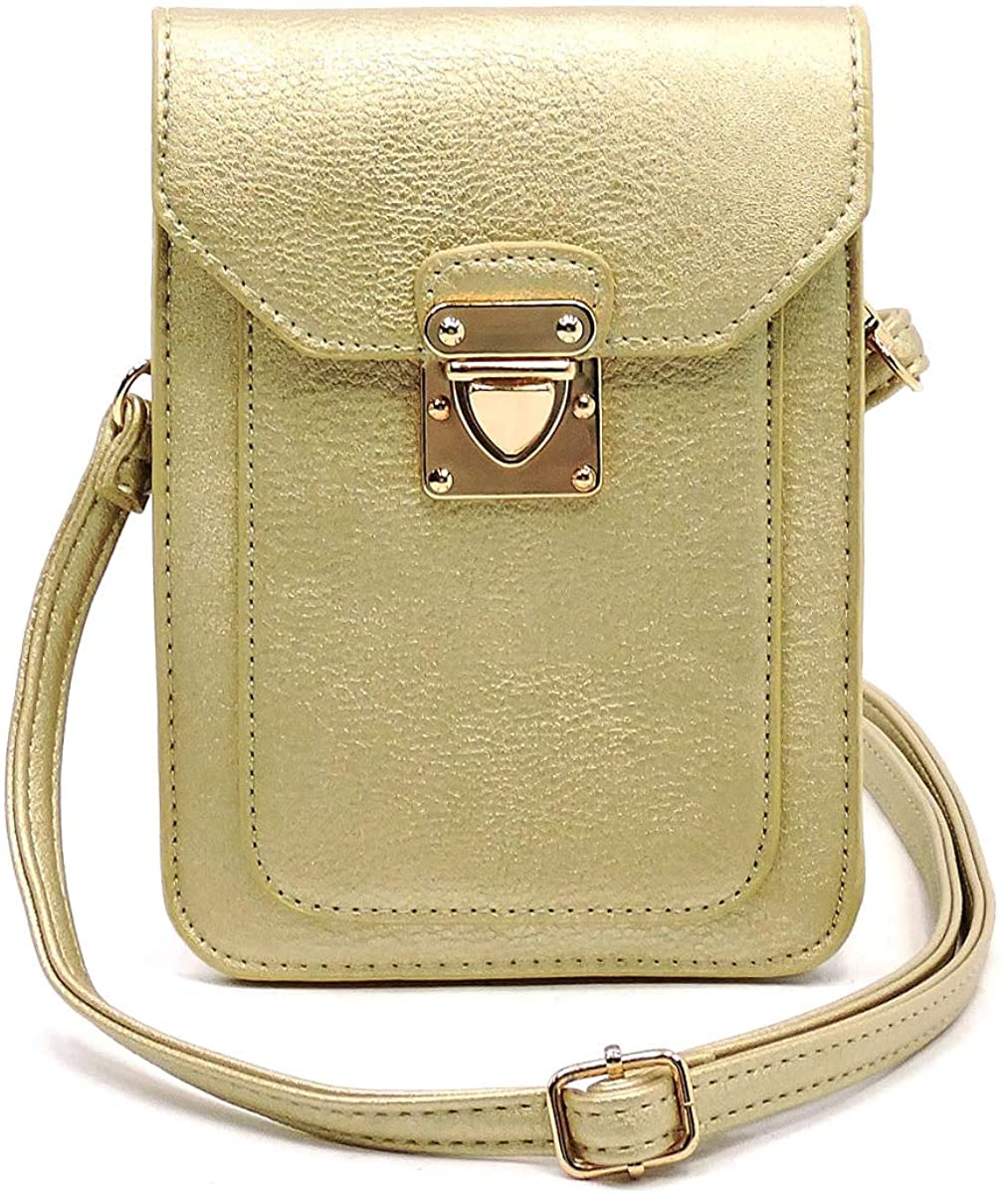 Price:$15.95 EGFAS Women's Small Crossbody Cell Phone Pouch Purse Shoulder Bag (Gold)  Handbags   