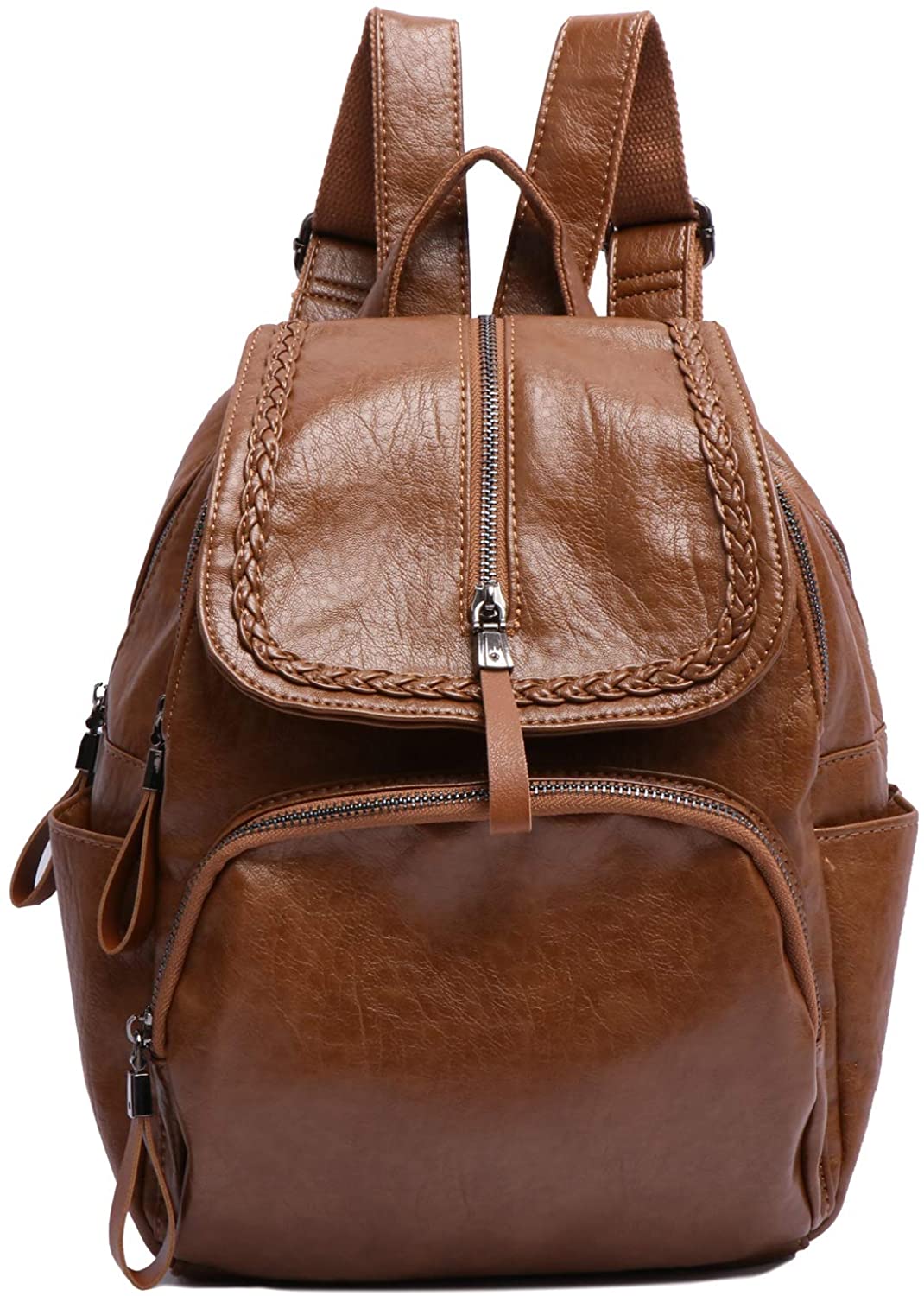 Price:$31.99    Women Fashion Backpacks PU Leather Shoulder Bag Causal Daypack Travel School Bag Brown  Clothing