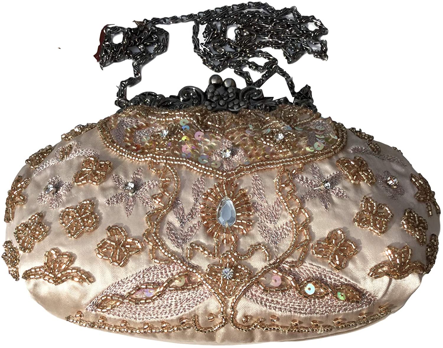 Price:$29.99 Mink Victorian Glass Bead Jewel Embellished Evening Shoulder Clutch Bag Purse Gothic Wedding  Handbags   