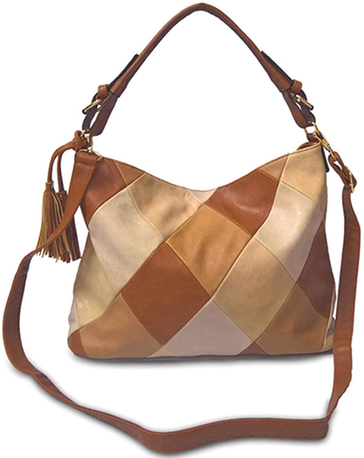 Price:$25.99    Women Hobo Bag, Tote Purse Vintage Shoulder Bag Plaid Patent Leather Stachel Crossbody Lightweight Messenger Bag With Tassel, Brown Plaid  Clothing