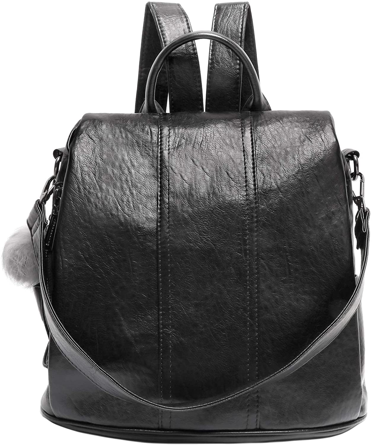 Price:$28.99    Women Backpack Purse Anti-thief PU Leather Shoulder Bag Large Travel Daypack Black  Clothing