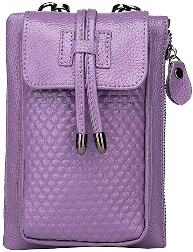 Price:$20.99 Badiya Luxury Genuine Leather Cell Phone Pouch Mini Crossbody Single Shoulder Bag  Handbags   