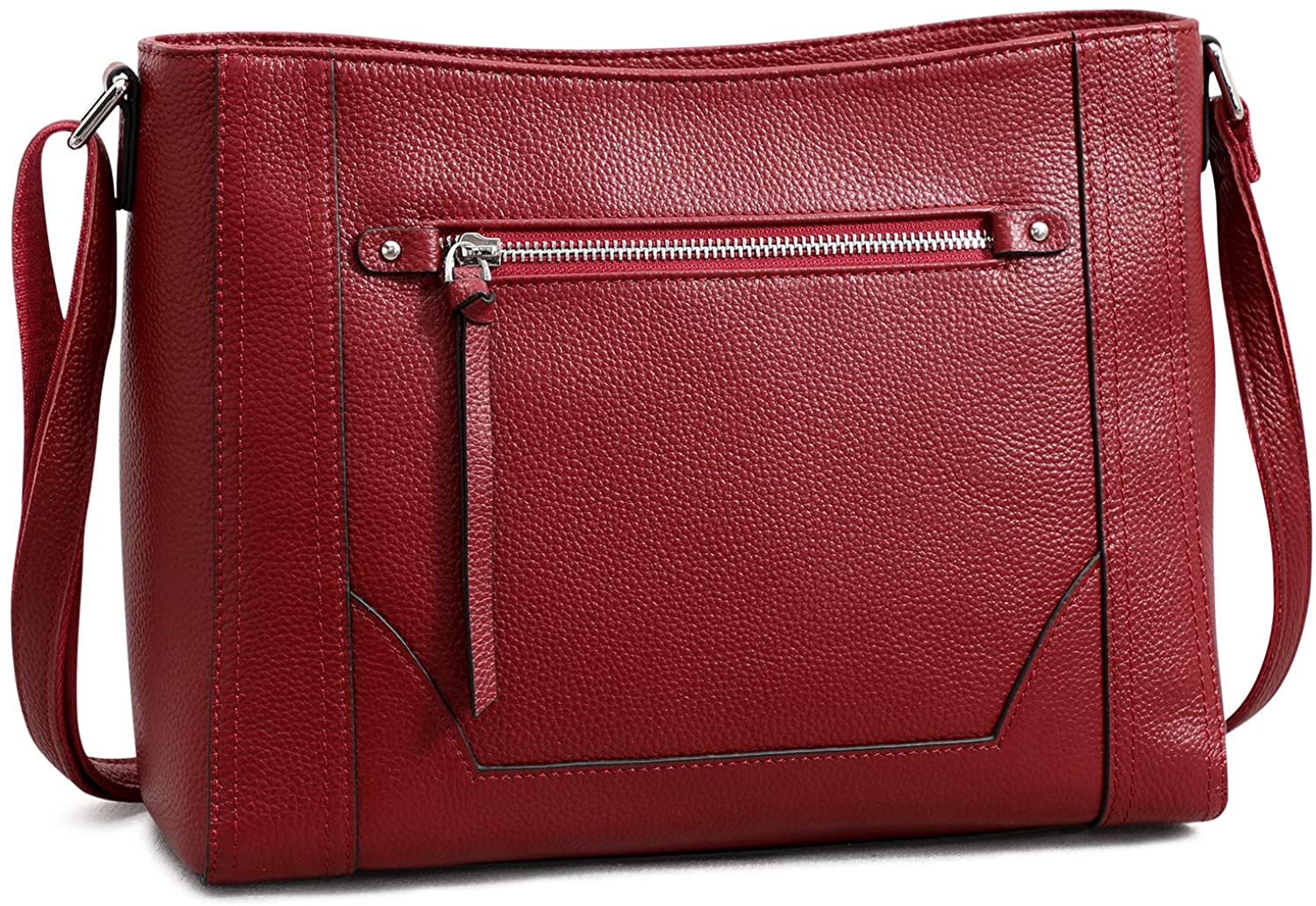 Price:$59.99 S-ZONE Women Genuine Leather Crossbody Bags Medium Cowhide Shoulder Handbag Ladies Purse  Handbags   