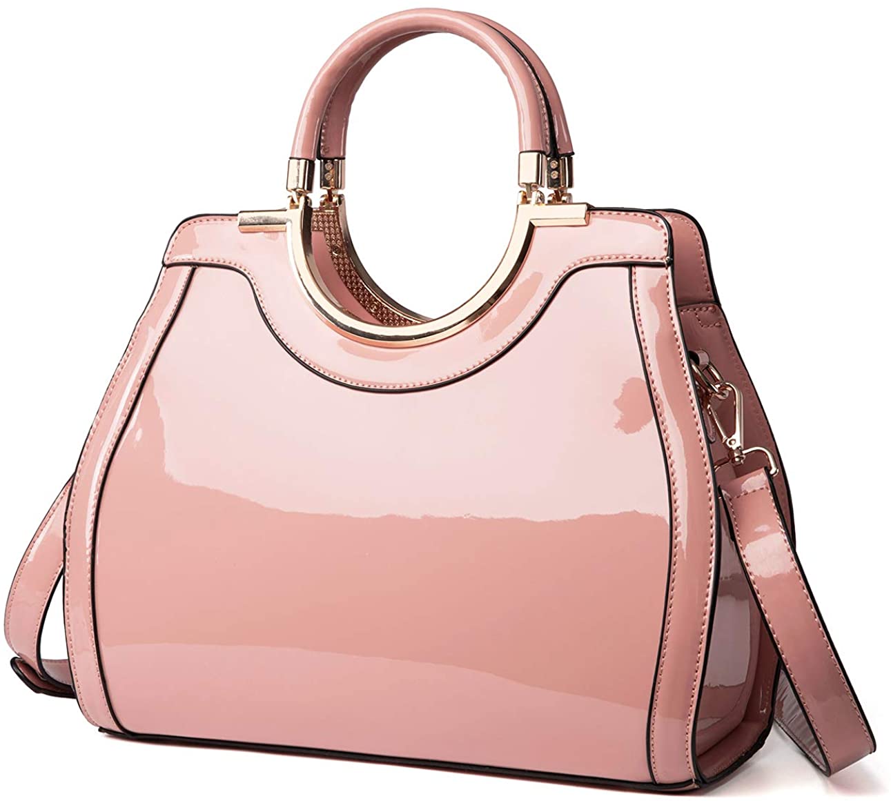 Price:$56.80    LJOSEIND Patent Leather Handbags Designer Satchel Purses Top Handle Bags Structured Shoulder Bags for Women  Clothing