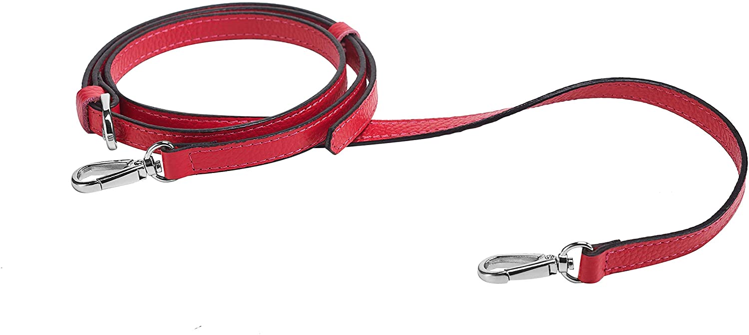 Price:$14.99 LIVE UP Full Grain Leather Adjustable Replacement Strap Cross Body Bag Purse, 43-51 Inch (Red-Silver Metal)  Handbags   