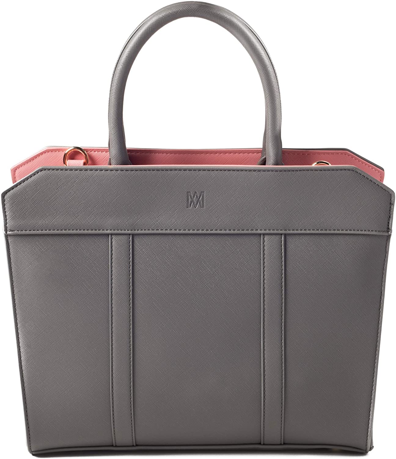 Price:$78.00    Marsi Bond Vegan Saffiano Stylish Tote- Fashionable Faux leather Shoulder Bag Grey Gray  Clothing