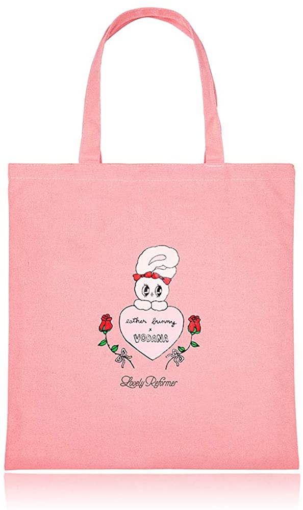Price:$20.00    VODANA x EstherLovesYou Lovely Esther Bunny Cotton Canvas Tote Bag, Adorable Eco Friendly Shoulderbag for Girls, Cute Everyday Handbag  Clothing